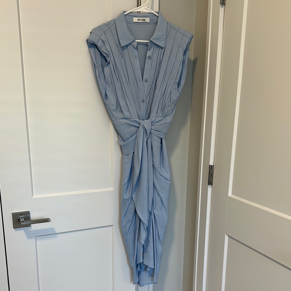 DO+BE Blue Asymmetrical Tie Front Dress